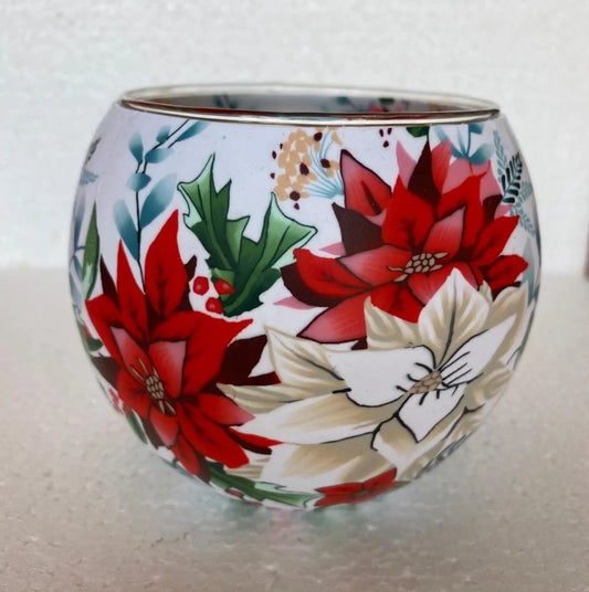 Poinsettias light globe glowing on LED base bundle
