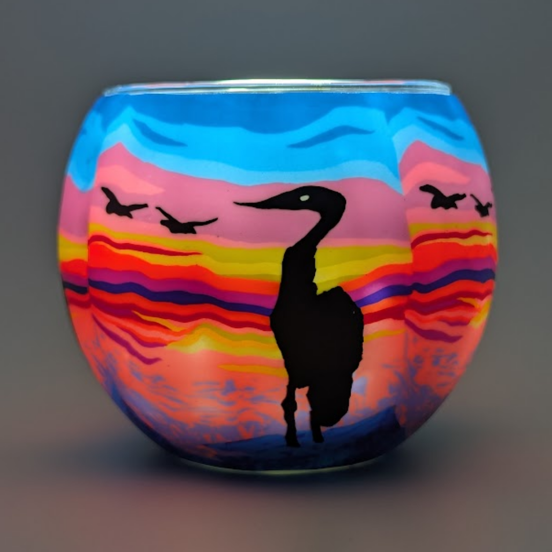 Claymaster Light Globe – Heron Sunset Design, Gift Boxed