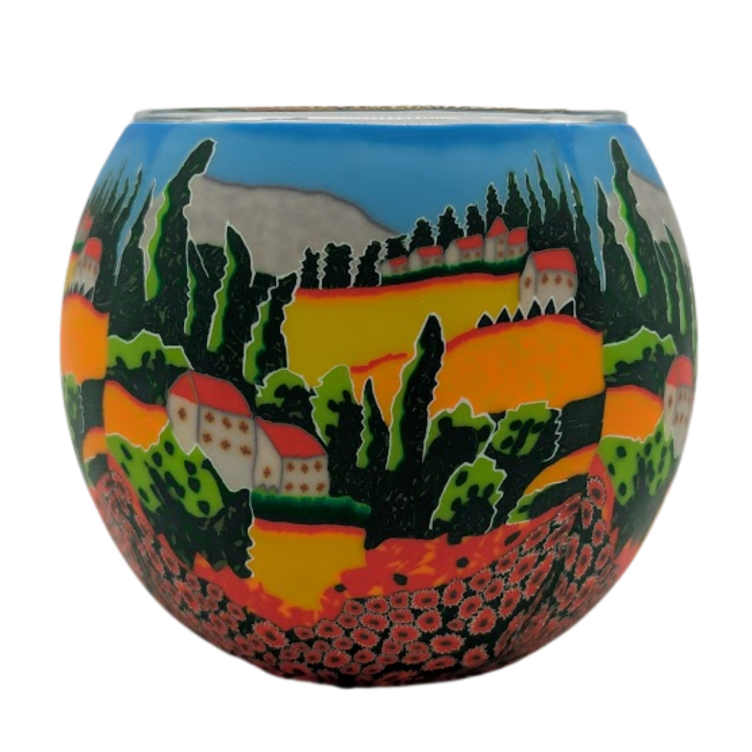 Poppy Fields light globe glowing on LED base bundle
